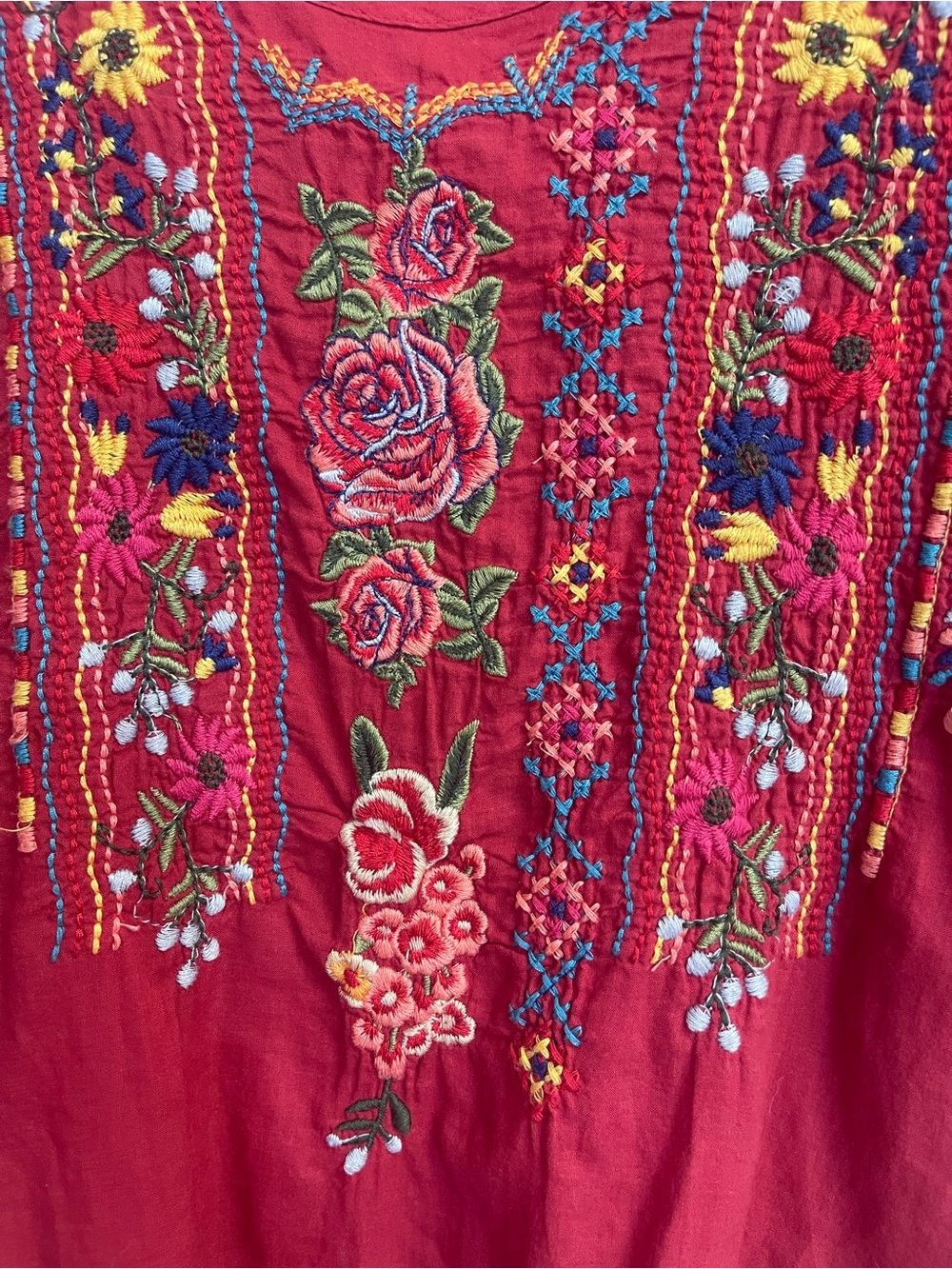 Johnny Was Claude Embroidered Peasant Blouse Tunic Top Boho Festival - Picture 7 of 11